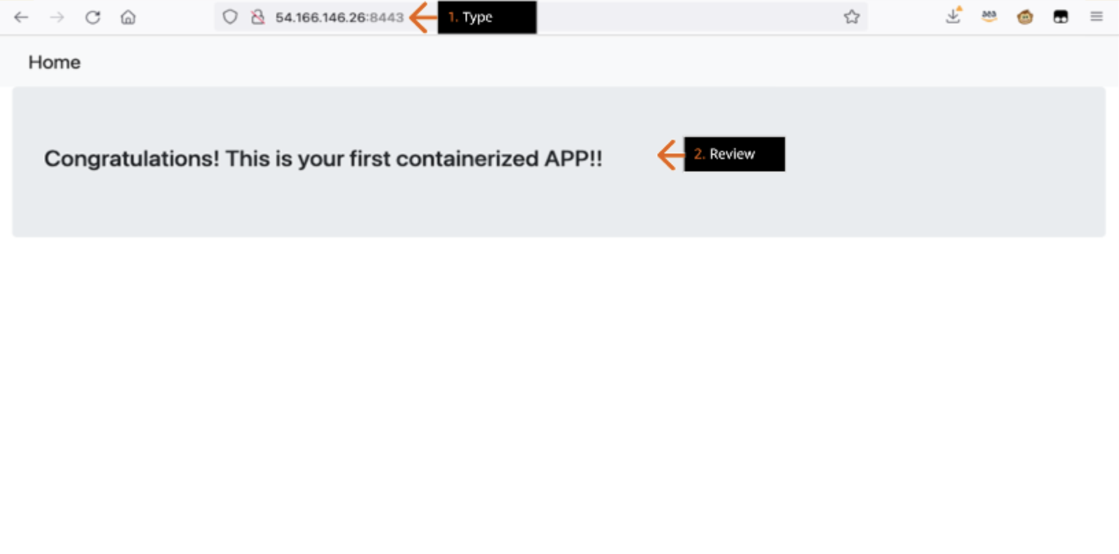 Deployed containerized app Deployed containerized app