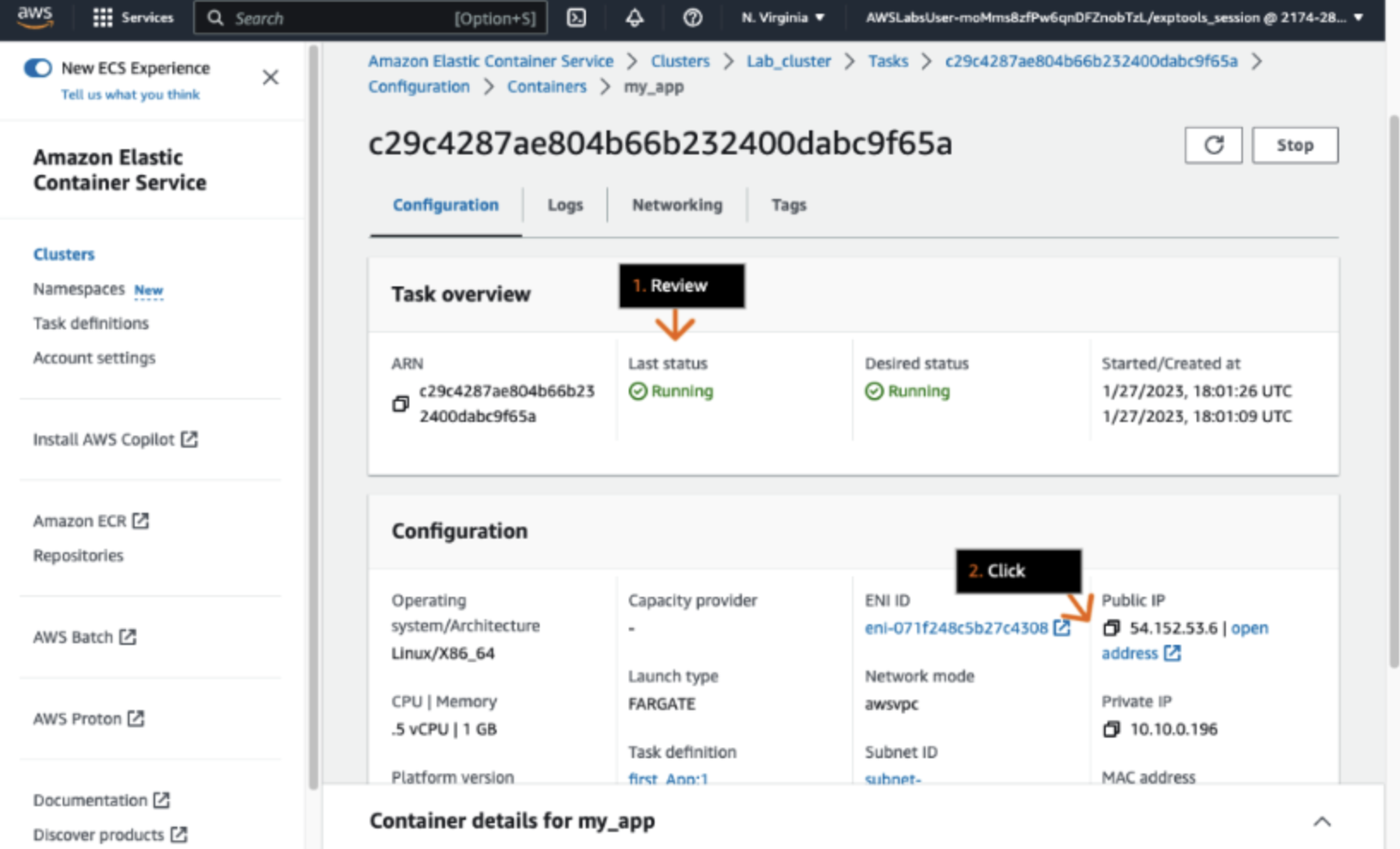 AWS ECS dashboard AWS ECS dashboard