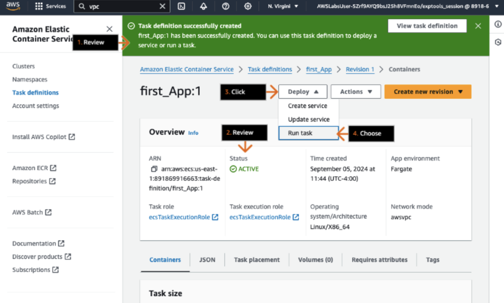 AWS ECR dashboard AWS ECR dashboard